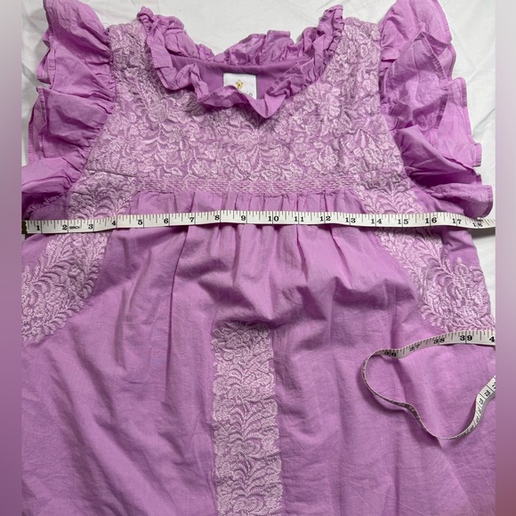 J. Marie Lavender Flutter Sleeve Embroidered Blouse - Picture 6 of 7